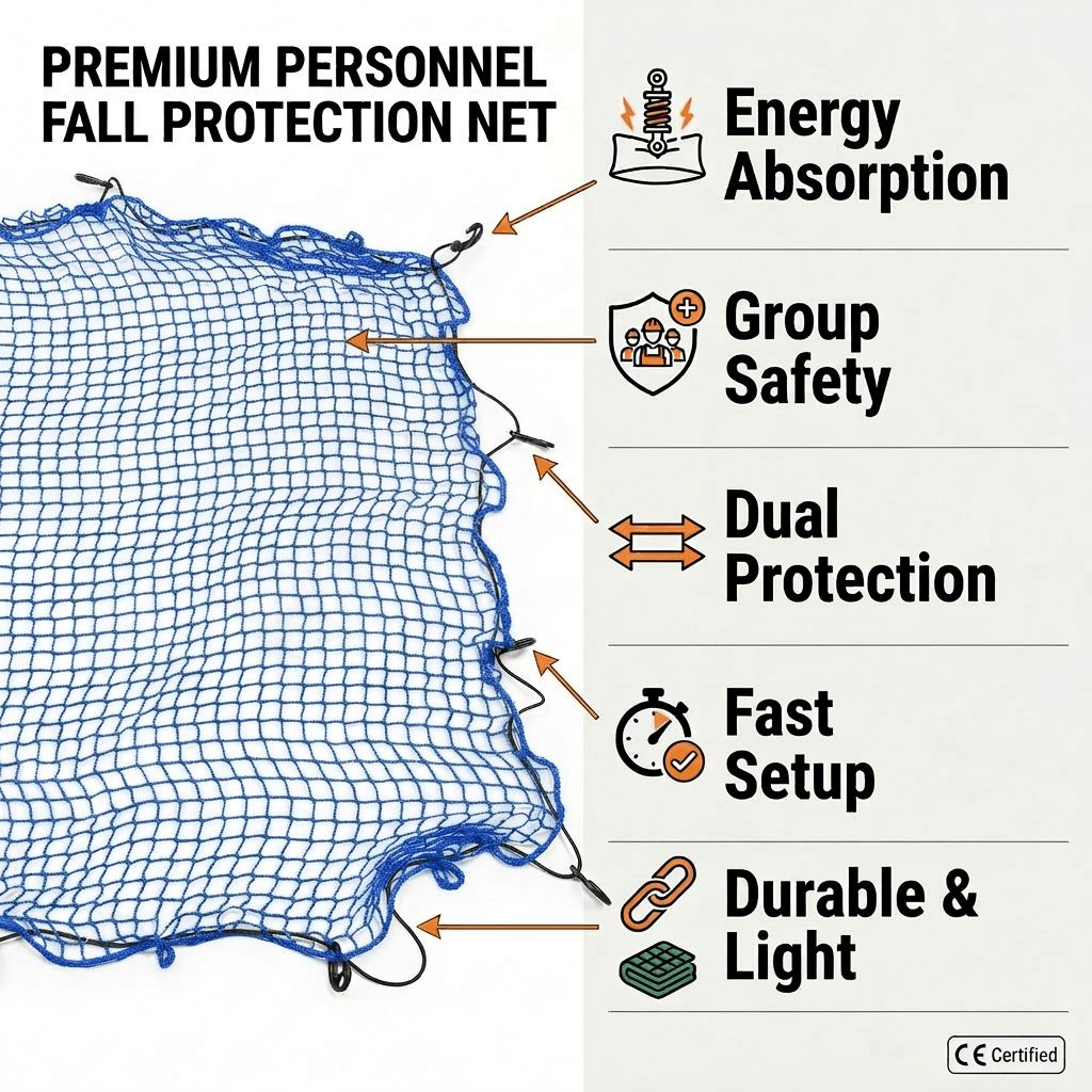 Rete di sicurezza per costruzioni in HDPE resistente per la protezione anticaduta